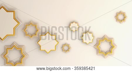 Arabic Star On White Beige Background. Design Creative Concept Of Islamic Celebration Day Ramadan Ka