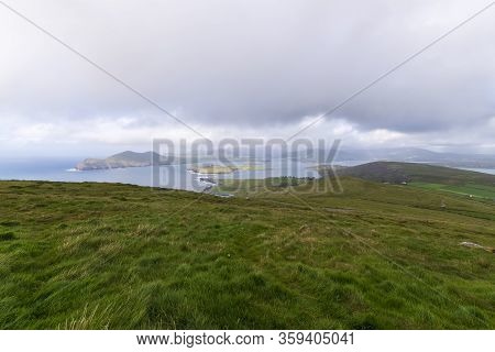 Beautiful Aerial View Of Beginish Island. Locations Worth Visiting On The Wild Atlantic Way. Scenic 