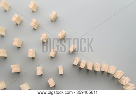 Stop Covid-19. Keep Social Distance To Stop The Domino Effect. Preventive Measures To Combat The Glo