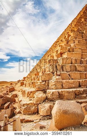 The Ancient Pyramid Of Chefren In Giza, Egypt