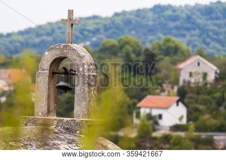 View Of Cemetery Of Selca On The Island Of Hvar In Croatia.
