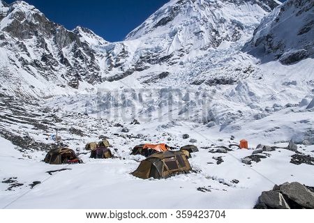 Expedition At Everest Base Camp  Circa October 2013 In Everest Base Camp.