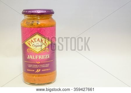 Torrevieja, Valenciana, Spain - Apr 04 2020 : Jar Of Pataks Jalfrezi Sauce With Copy Space.