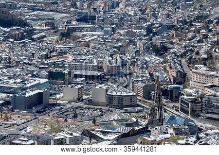 Andorra La Vella, Andorra : 2020 Feb 14 :  Aerial. Winter Day Whit Snow In The City Of Winter Of And