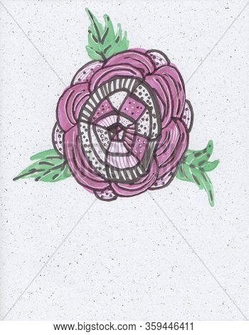 Trendy Design Template With Abstract Pink Flower On Light Background.