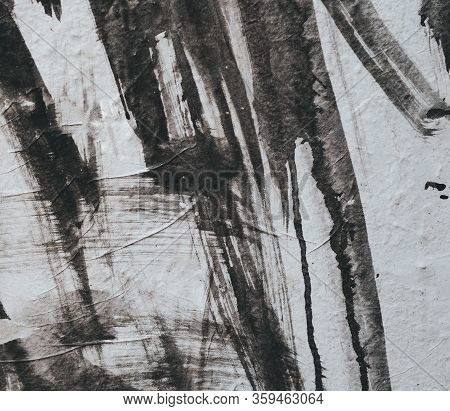 Background In Black And White Colours. Wall Abstract Printing. Interesting Format Of Peinture.