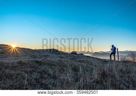 Winter Sunset From An Alpine Peak Of Friuli-venezia Giulia