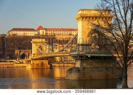 Széchenyi Chain Bridge And Area In Budapest