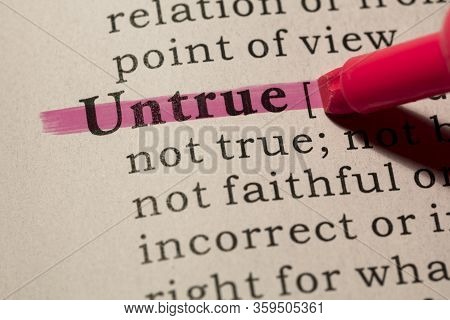 Fake Dictionary, Dictionary Definition Of Word Untrue.