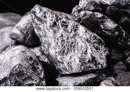 Chrome Stone Extracted From Mine, Isolated Black Background.