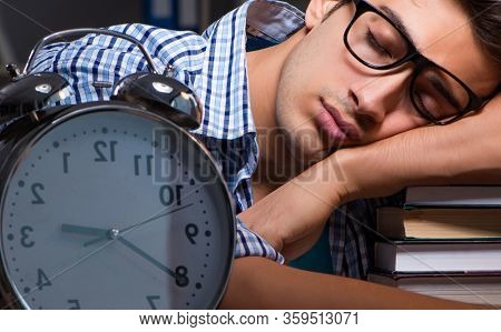 Student preparing for exams late night at home