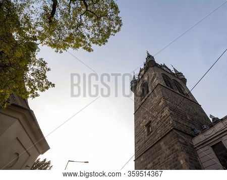 Jidrisska Vez Tower Seen From Below In Prague, Czech Republic. Jindrisska Vez, Or St Henry Tower, Is