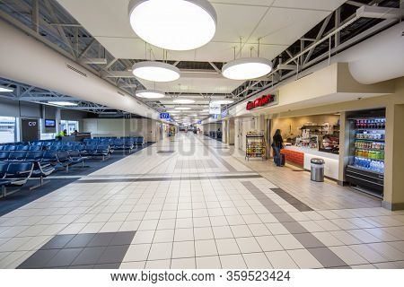 St.Louis International Airport Bridgeton Missouri, U.S.A, March 23rd 2020 : St Louis Airport empty at normal rush morning Time Due to Covid-19 outbreak