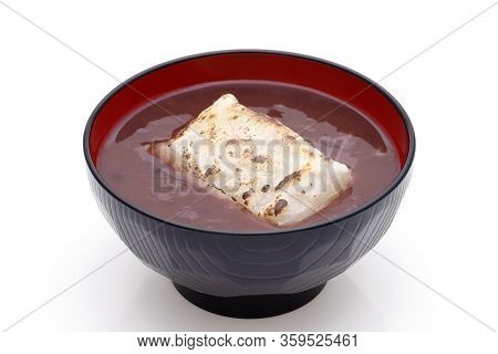 Japanese Confectionery, Oshiruko Sweet In A Bowl On White Background