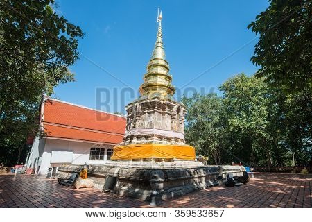 View Of Wat Phra That Chom Kitti An Ancient Pagoda In Chiang Saen District Of Chiang Rai Province Of