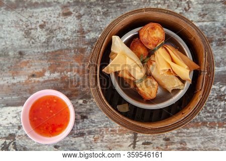 Thai Money Bag Or Toong Tong Is Thai Traditional Spring Rolls