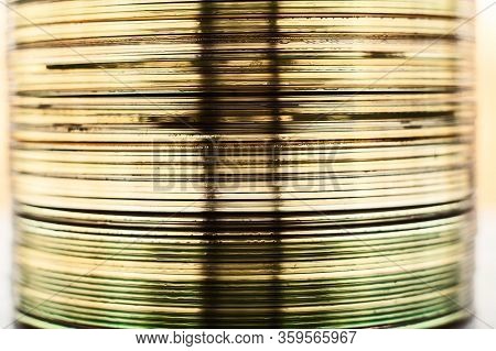 Lot Of Old Cds Stacked On The Windowsill