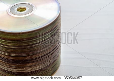 Lot Of Old Cds Stacked With A Copy Space