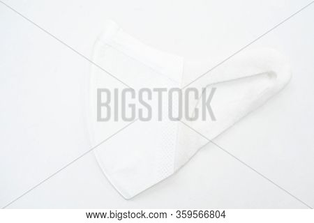 White Surgical Mask Personal Protective Equipment With Protec Coronavirus Or Covid-19 Virus.