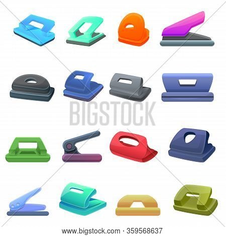 Hole Puncher Icons Set. Cartoon Set Of Hole Puncher Vector Icons For Web Design