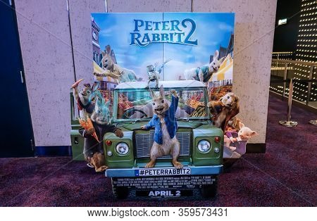 Bangkok, Thailand, 20 Feb 2020 - A Beautiful Standee Of A Movie Called Peter Rabbit 2 Display At The
