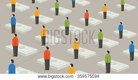 Socialism People Standing With Their Money Universal Basic Income