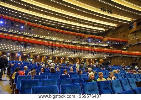 Moscow , Russia - 24 March, 2019. Interior Of The Grand Auditorium State Kremlin Palace In Moscow Ci