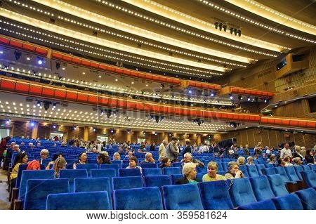 Moscow , Russia - 24 March, 2019. Interior Of The Grand Auditorium State Kremlin Palace In Moscow Ci