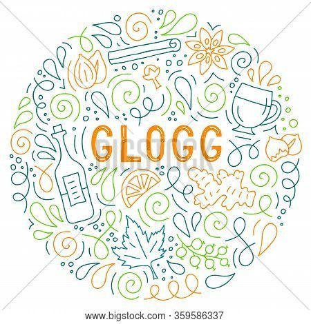 Glogg. A Round Composition Of Hand-drawn Elements. Doodle Style. Vector
