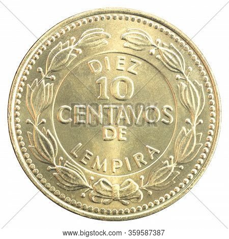 Honduran 10 Centavos Isolated On White Background Close-up