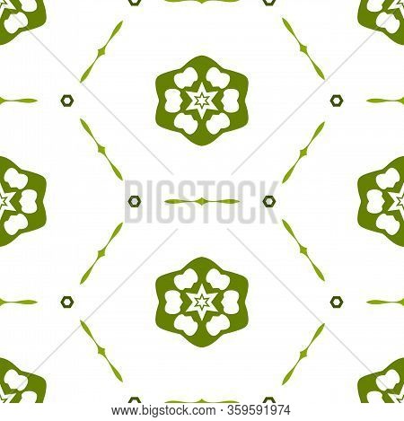 Green Stylish Texture. Modern Background With Fancy Elements. Abstract Seamless Pattern. Design Tili