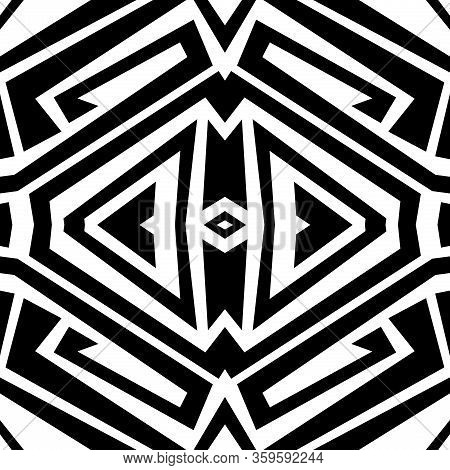 Seamless Trendy Black And White Geometric Pattern Over White Background. Repeating Modern Tiling, Wr