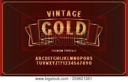 Vintage Handmade Alphabet Gold Metallic And The Effect Of The Design. Exclusive Golden Letters. Vect