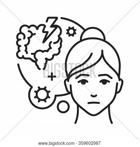 Intestinal Flu Black Line Icon. An Intestinal Infection Marked By Watery Diarrhea, Abdominal Cramps,