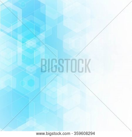 Hexagon Blue Background. Abstract Template For Presentation, Flyer Design. M Aket For Banner, Certif