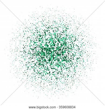Colorful Burst Of Flowers Graphic On A White Background. Green Shine, Flicker