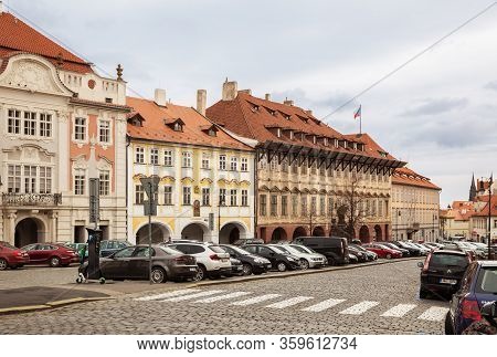 Prague, Czech Republic - March 10, 2020: Pohorelec Old Town Square In Prague Near Strahov Monastery