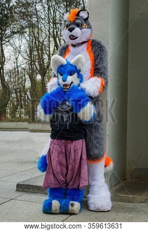 Volkspark Friedrichshain, Berlin, Germany - April 14, 2018: European Furry Walk At Volkspark Friedri