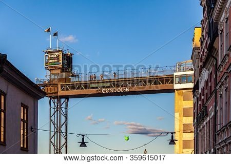 Stockholm, Sweden - April 27, 2013: Low Angle View Of The Famous Landmark Restaurant Gondolen And El