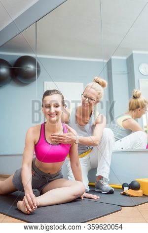 Stretching exercise during physical therapy with competent therapist