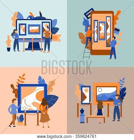 Set Of Concepts. Mobile Museum Guide Application. Interactive Exhibition. Virtual Art Gallery Tours.