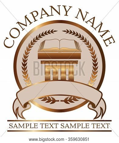 Law Or Lawyer Seal - Gold With Law Book And Doric Column Is An Illustration Of A Lawyer Or Law Offic