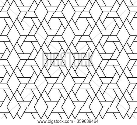 Seamless Vector Pattern, Parallel And Connecting Lines. Isolated Outline On A White Background.stock