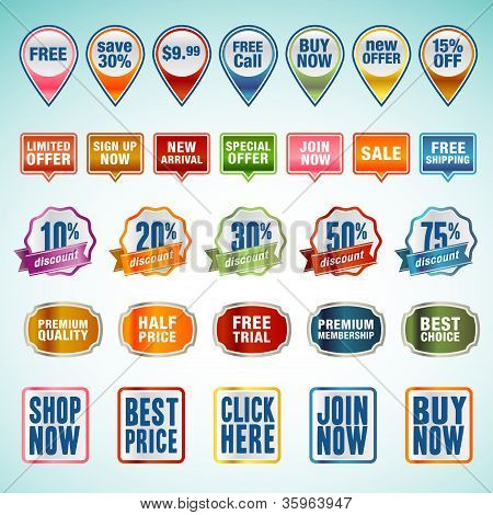 Set of vector stickers and labels