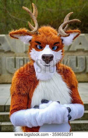 Volkspark Friedrichshain, Berlin, Germany - April 14, 2018: European Furry Walk At Volkspark Friedri