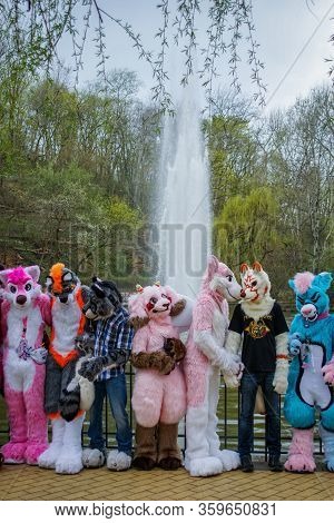 Volkspark Friedrichshain, Berlin, Germany - April 14, 2018: European Furry Walk At Volkspark Friedri