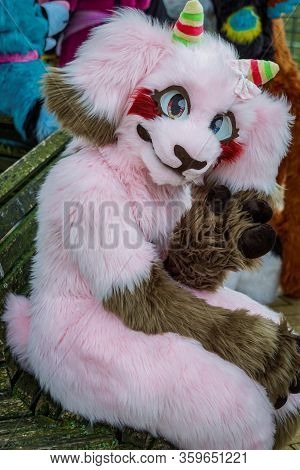 Volkspark Friedrichshain, Berlin, Germany - April 14, 2018: European Furry Walk At Volkspark Friedri