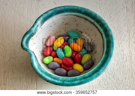 Bowl Of Rainbow Colored Jellybeans