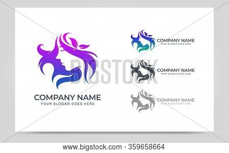 Beauty Woman Face Logo Symbol. Modern Vector Illustration