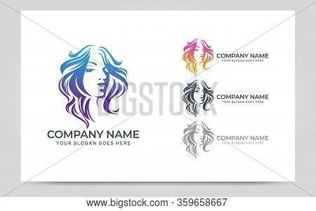 Beauty Woman Face Logo Symbol. Modern Vector Illustration